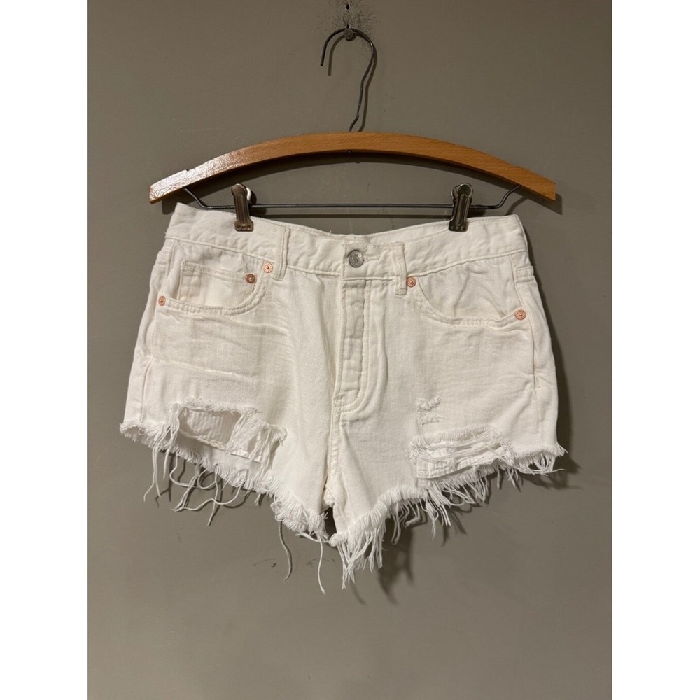 We The Free Denim Shorts High Rise Distressed Size 26 White Women's